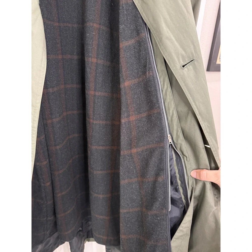 London Fog Limited Edition Trench Coat 38 Reg Olive Green Belted Leather Collar